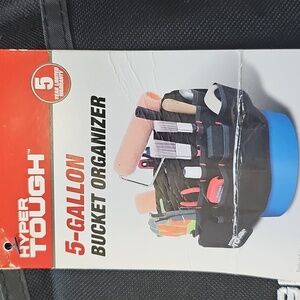 Hyper Tough Black 5-Gallon Bucket Organizer 35 Pockets, Strap with Clip New